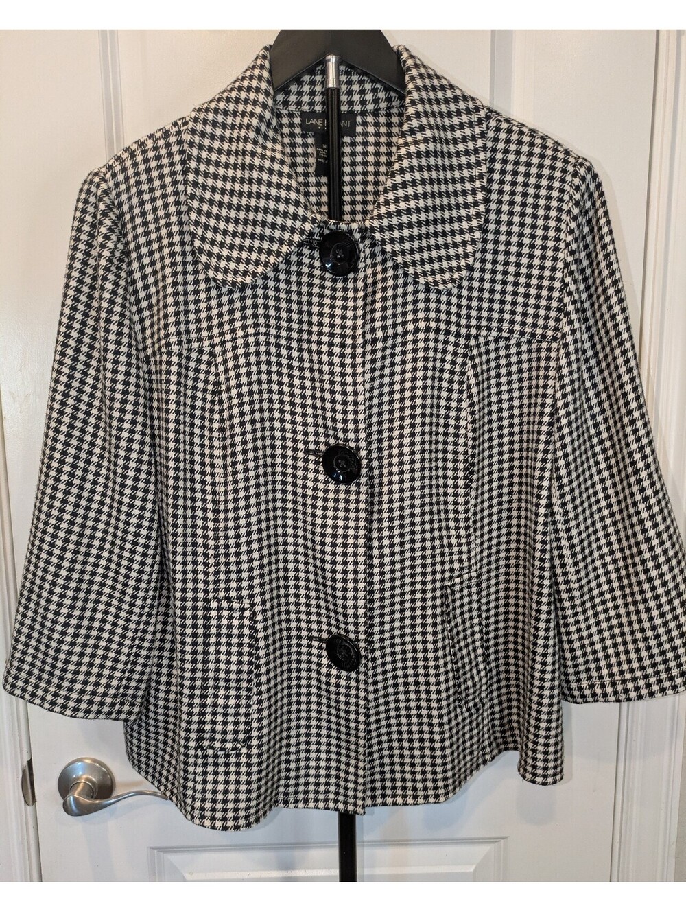 Lane Bryant Plus Size Houndstooth Mod Swing Jacket 14/16